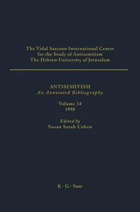 Buy Antisemitism: An Annotated Bibliography 1998 (14) by Susan Sarah Cohen | Hardcover | K G Saur Verlag | Social Sciences | Higher Education Textbook — BookShops.in