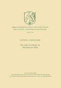 Buy Über einige Grundfragen der Philosophie der Politik by Ludwig Landgrebe | VS Verlag | German Hardcover | Philosophy & Political Theory — BookShops.in