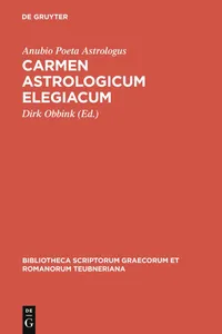 Buy Carmen Astrologicum Elegiacum: 1228 by Anubio Poeta Astrologus | Dirk Obbink | De Gruyter | English | Paperback | Reprint 2011 — BookShops.in