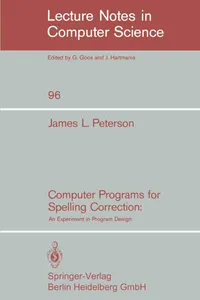 Buy Computer Programs for Spelling Correction by J. L. Peterson | Springer | Hardcover | 1980 Edition | Computer Science — BookShops.in