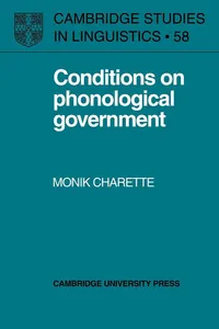 Buy Conditions on Phonological Government (Cambridge Studies in Linguistics 58) by Monik Charette – Cambridge University Press Hardcover 1st Edition 2006 — BookShops.in