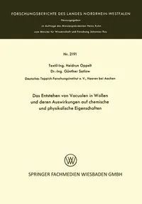 Buy Das Entstehen von Vacuolen in Wollen und deren Auswirkungen auf chemische und physikalische Eigenschaften by Heidrun Oppelt (Hardcover, German, 1971) - Vs Verlag Fur Sozialwissenschaften — BookShops.in