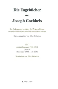 Buy Die Tagebcher von Joseph Goebbels, Band 9, Dezember 1940 - Juli 1941: Historical Diary by Institut Für Zeitgeschichte, Elke Fröhlich, K G Saur Verlag, German Paperback — BookShops.in