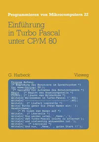 Buy Einfuhrung in Turbo Pascal Unter CP/M 80 by Gerd Harbeck | Vieweg + Teubner Verlag | German Hardcover | 1986 Edition | Software Programming Book — BookShops.in