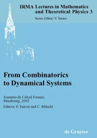 Buy From Combinatorics to Dynamical Systems: Journees De Calcul Formel, Strasbourg, March 22-23, 2002 (Irma Lectures in Mathematics and Theoretical Physics, 3) by Frederic Fauvet - De Gruyter Paperback English Edition — BookShops.in
