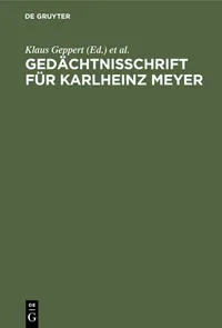 Buy Gedächtnisschrift für Karlheinz Meyer by Klaus Geppert & Diether Dehnicke | De Gruyter German Criminal Law Textbook | Paperback Reprint 2019 Edition — BookShops.in