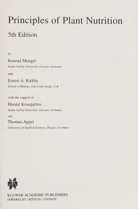 Buy Principles of Plant Nutrition by Konrad Mengel, Harald Kosegarten & Thomas Appel | 5th Edition | Kluwer Academic Pub | Hardcover | English | Agriculture & Plant Science Book — BookShops.in