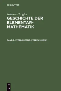 Buy Stereometrie, Verzeichnisse by Johannes Tropfke | De Gruyter German Paperback 2nd Edition | Geometry Textbook for Higher Education — BookShops.in