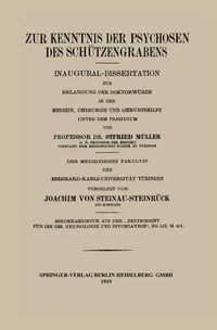 Buy Zur Kenntnis der Psychosen des Schützengrabens by Joachim Von Steinau-Steinrück | Springer-Verlag | German Language Hardcover | 1919 Edition | Psychology & Military Psychiatry — BookShops.in