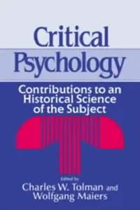 Buy Critical Psychology (English, Charles W. Tolman | Wolfgang Maiers | Charles W. Tolman) — BookShops.in