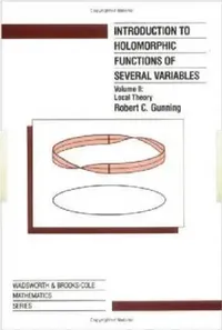 Buy Introduction to Holomorphic Functions of Several Variables (English, R. C. Gunning) — BookShops.in