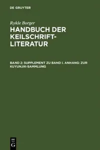 Buy Supplement Zu Band I. Anhang (English, Rykle Borger) — BookShops.in