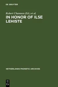 Buy In Honor of Ilse Lehiste: A Festschrift in Phonetics and Linguistics by Robert Channon & Linda Shockey (De Gruyter Mouton, English, Paperback) — BookShops.in