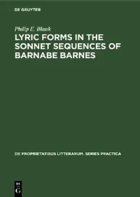 Buy Lyric Forms in the Sonnet Sequences of Barnabe Barnes (English, Philip E. Blank) — BookShops.in