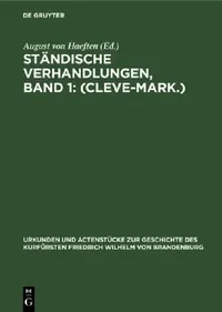 Buy Ständische Verhandlungen, Band 1 (English, August Von Haeften) — BookShops.in