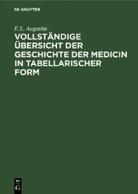Buy Vollständige Übersicht Der Geschichte Der Medicin in Tabellarischer Form (English, F. L. Augustin) — BookShops.in