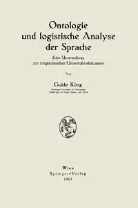 Buy Ontologie Und Logistische Analyse Der Sprache (English, Guido Küng) — BookShops.in