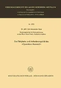 Buy Das Tätigkeits- Und Anforderungsbild Des »Operations Research« (English, Carl Alexander Roos) — BookShops.in
