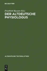 Buy Der altdeutsche Physiologus (English, Friedrich Maurer) — BookShops.in