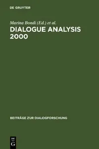 Buy Dialogue Analysis 2000 (English, Marina Bondi | Sorin Stati) — BookShops.in