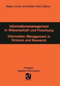 Buy Informationsmanagement in Wissenschaft Und Forschung (English, Blaise Cronin) — BookShops.in