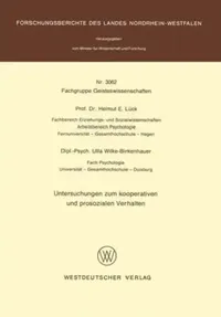 Buy Untersuchungen Zum Kooperativen Und Prosozialen Verhalten (English, Helmut E. Lück) — BookShops.in