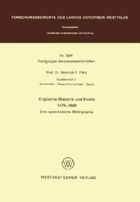 Buy Englische Rhetorik Und Poetik 1479 - 1660 (English, Heinrich F. Plett) — BookShops.in