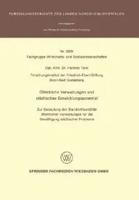 Buy Öffentliche Verwaltungen Und Städtisches Entwicklungspotential (English, Hannes Tank) — BookShops.in