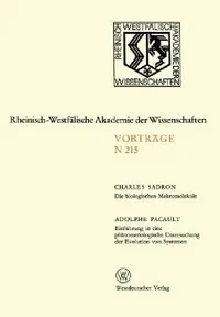 Buy Die Biologischen Makromoleküle. Einführung in Eine Phänomenologische Untersuchung Der Evolution Von (English, Charles Sadron) — BookShops.in