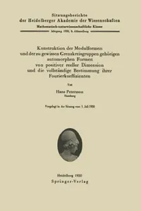 Buy Konstruktion Der Modulformen Und Der Zu Gewissen Grenzkreisgruppen Gehörigen Automorphen Formen Von (English, H. Petersson) — BookShops.in