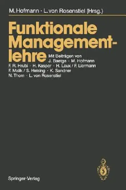 Funktionale Managementlehre (English, Michael Hofmann | J. Baetge | Lutz V. Rosenstiel)