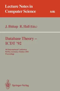 Buy Database Theory - Icdt '92 (English, Joachim Biskup | Richard Hull) — BookShops.in