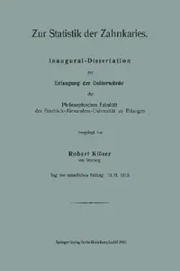 Buy Zur Statistik Der Zahnkaries (English, Robert Klöser) — BookShops.in
