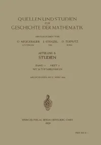 Buy Quellen Und Studien Zur Geschichte Der Mathematik, Astronomie Und Physik (English, O. Neugebauer | Julius Stenzel | Otto Toeplitz) — BookShops.in