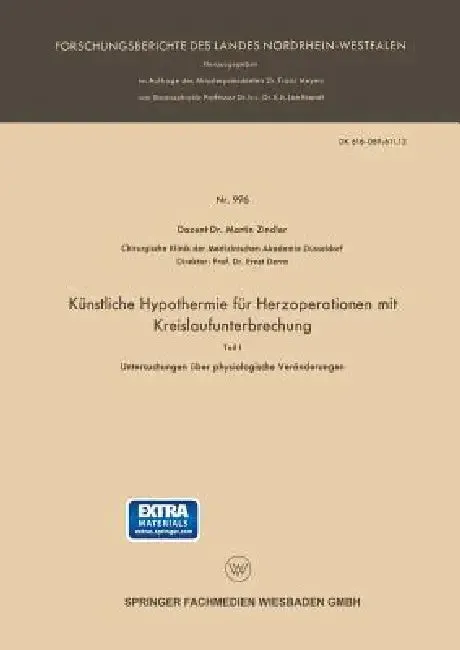 Künstliche Hypothermie Für Herzoperationen Mit Kreislaufunterbrechung (English, Martin Zindler)