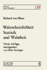 Buy Wahrscheinlichkeit Statistik Und Wahrheit (English, Richard V. Mises | Hilda Geiringer) — BookShops.in