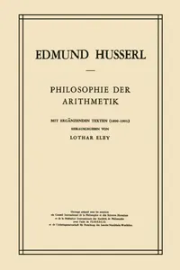 Buy Philosophie Der Arithmetik (English, Edmund Husserl | L. Eley) — BookShops.in
