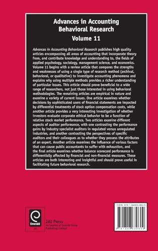Advances in Accounting Behavioral Research, Volume 11 (English, Vicky Arnold) view 3