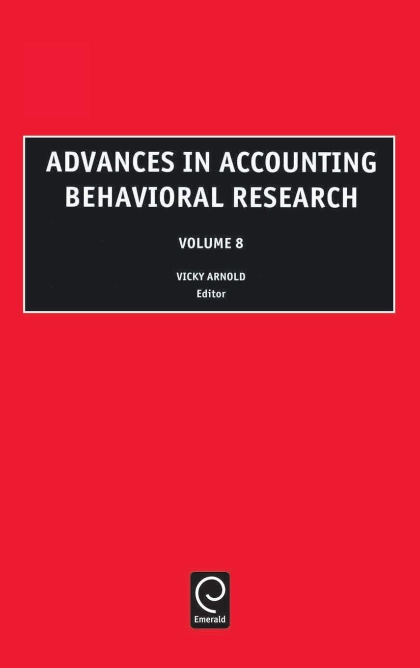 Buy Advances in Accounting Behavioral Research (English, Vicky Arnold) — BookShops.in