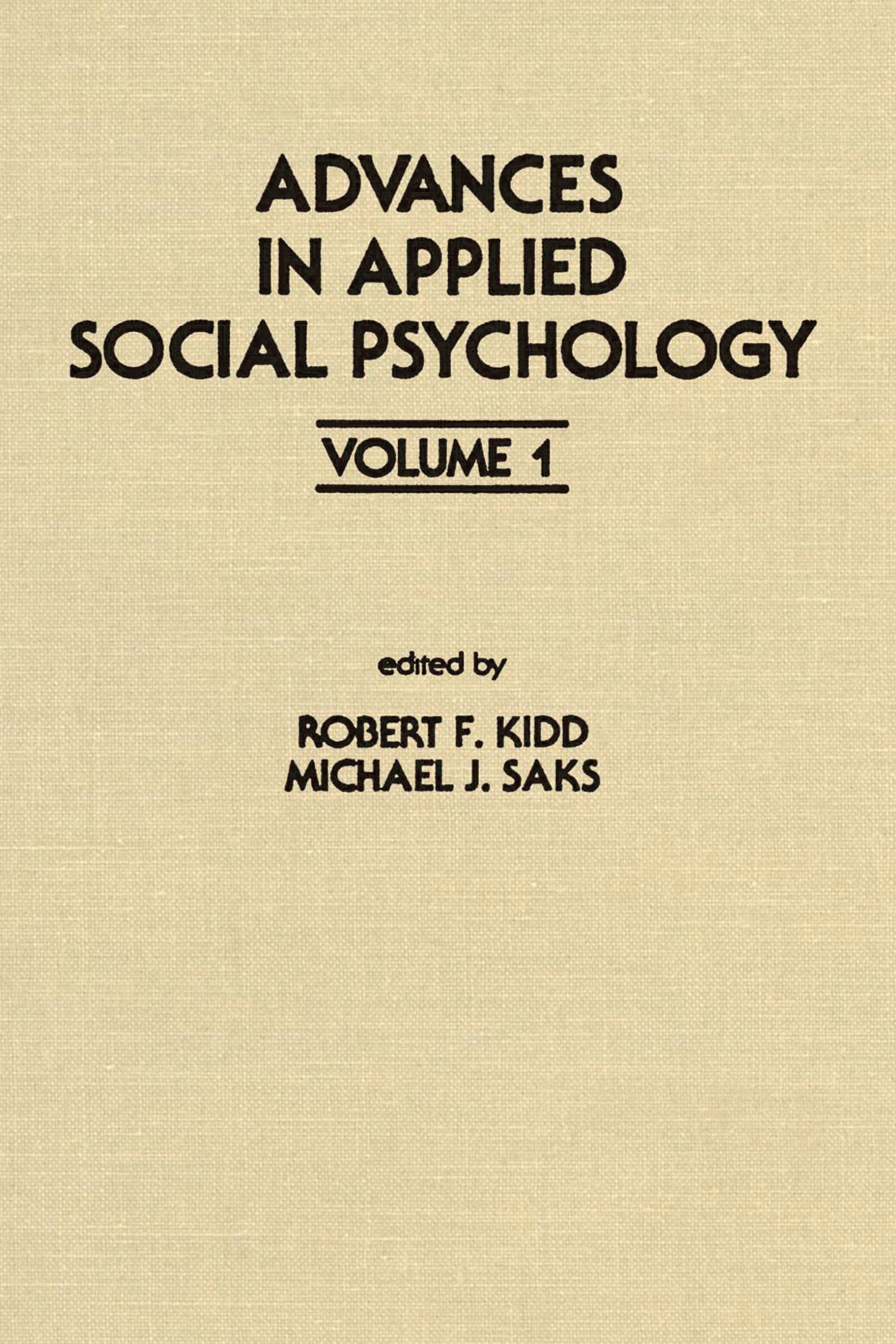 Buy Advances in Applied Social Psychology (001): Volume 1 by R. — BookShops.in