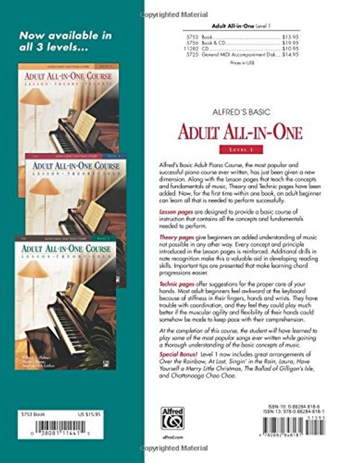 Alfred's Basic Adult All-In-One Course - Piano Lesson, Theory & Technic Book view 3