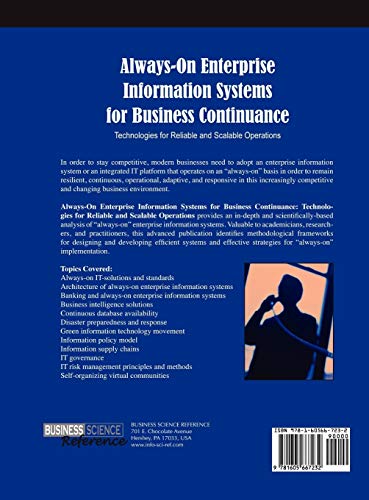 Always-on Enterprise Information Systems for Business Continuance: Technologies for Reliable and Scalable Operations (Premier Reference Source) view 3