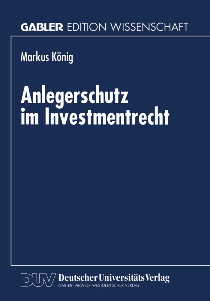 Buy Anlegerschutz Im Investmentrecht (English, Markus König) — BookShops.in