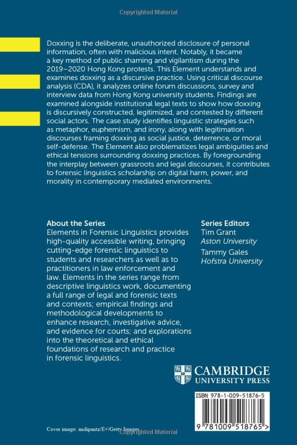 Doxxing Discourse (Elements in Forensic Linguistics) view 3