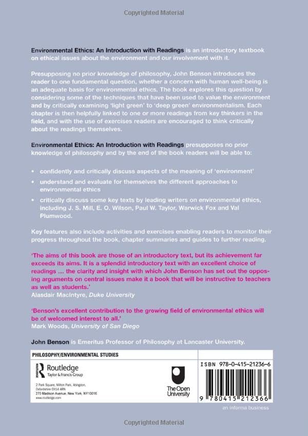 Environmental Ethics: An Introduction with Readings by John Benson view 3