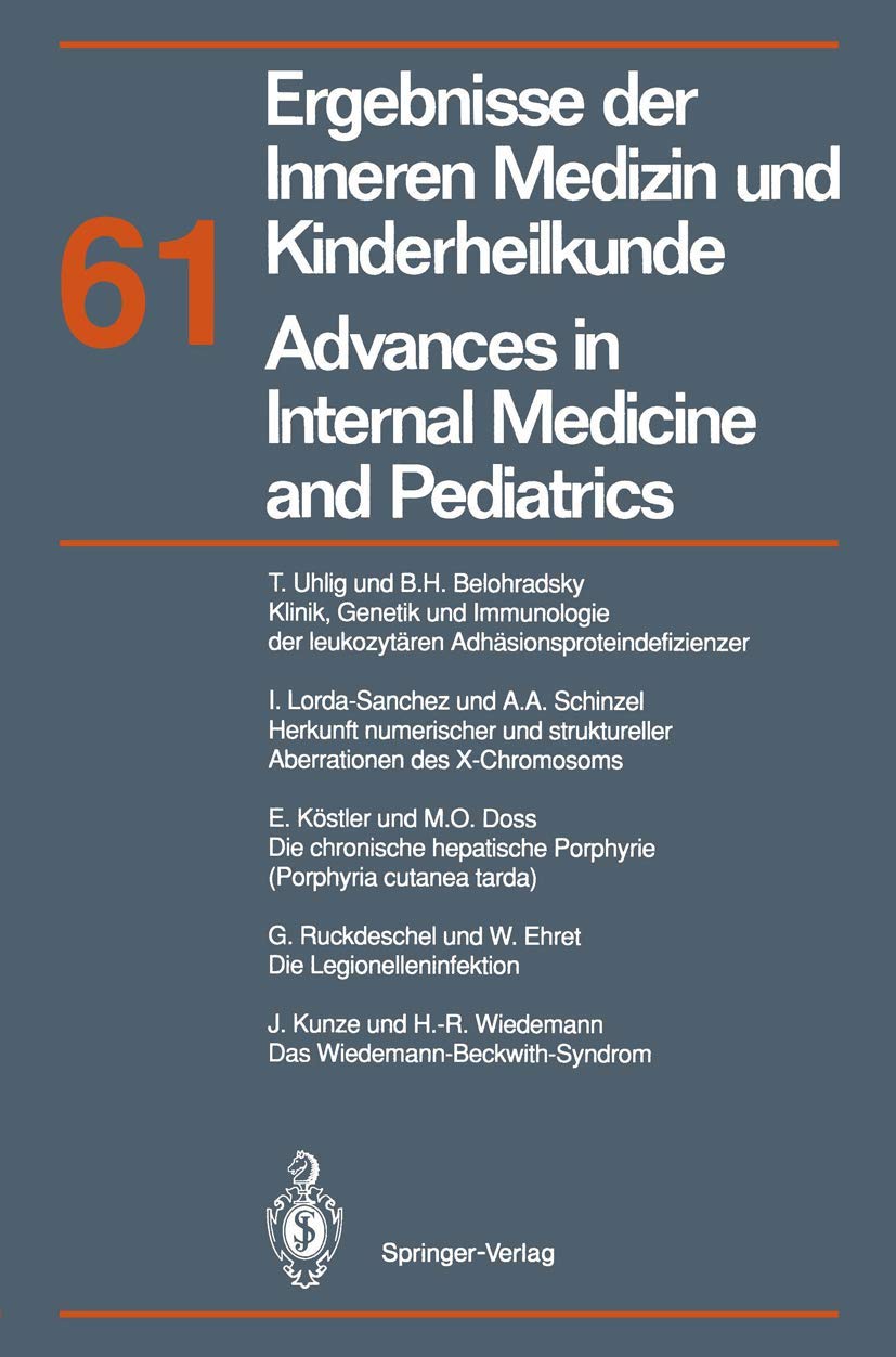 Ergebnisse Der Inneren Medizin Und Kinderheilkunde / Advances in Internal Medicine and Pediatrics: Neue Folge: 61 | by M. Brandis | A. Fanconi | P. Frick | Springer Verlag | German | Reprint Edition