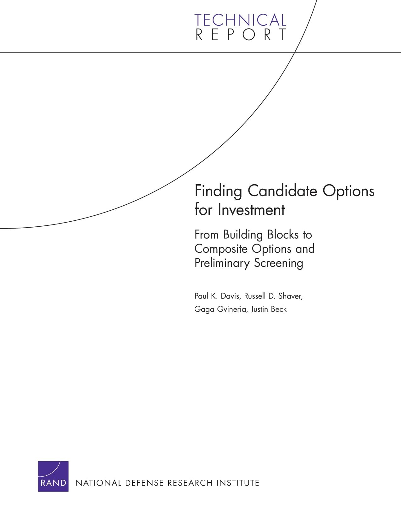 Buy Finding Candidate Options for Investment (English, Paul K. Davis | Russell D. Shaver | Gaga Gvineria) — BookShops.in