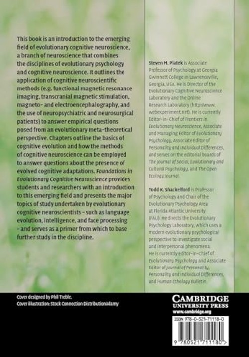 Foundations in Evolutionary Cognitive Neuroscience – Steven M. Platek Cambridge Hardcover view 3