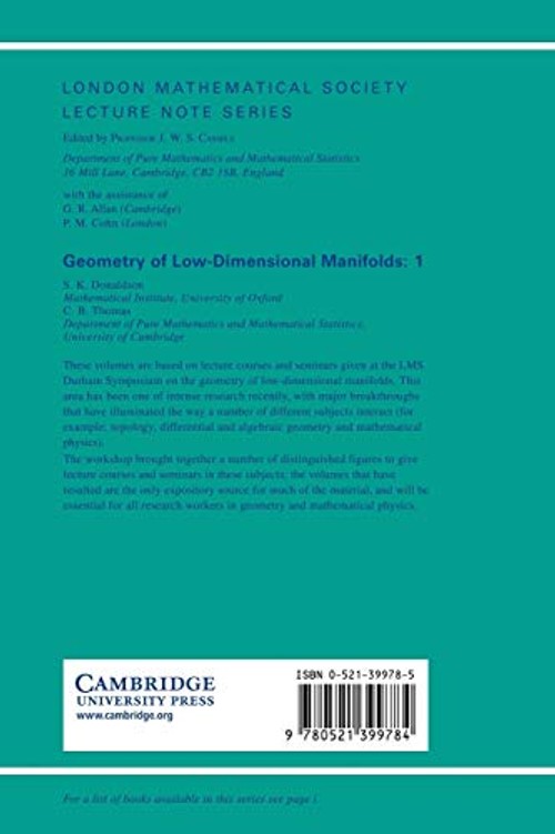 Geometry of Low-Dimensional Manifolds: Gauge Theory and Algebraic Surfaces by S. K. Donaldson view 3
