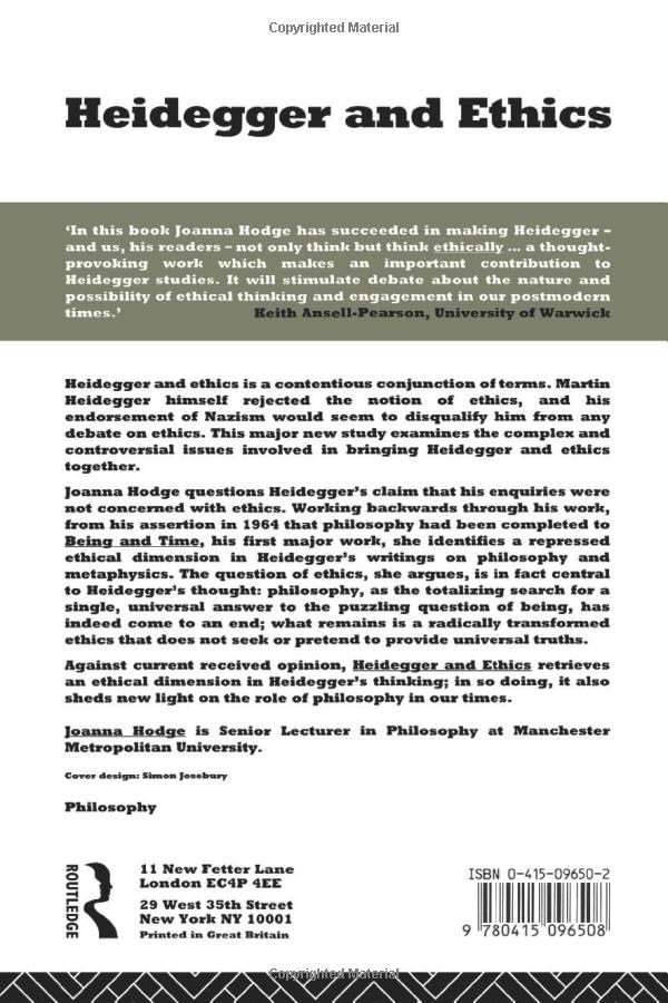 Heidegger and Ethics (English, Joanna Hodge) view 3